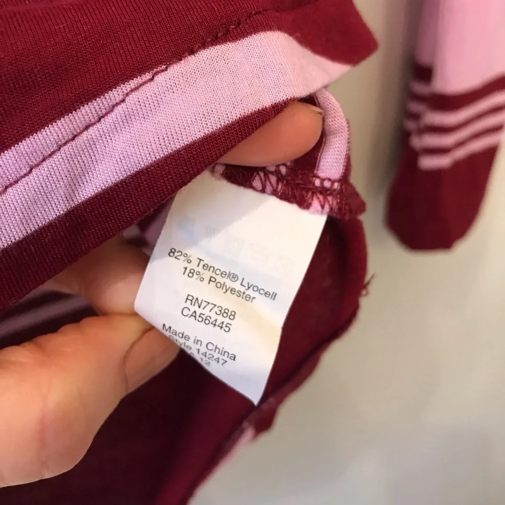J Crew Basic Striped Shirt Tee XXS Purple​​​​​​​